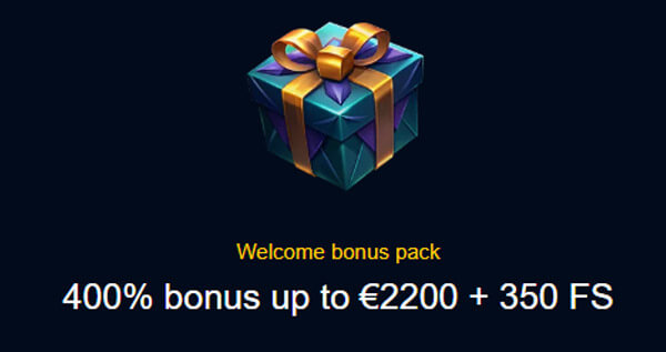 400% bonus up to €2200 + 350 FS