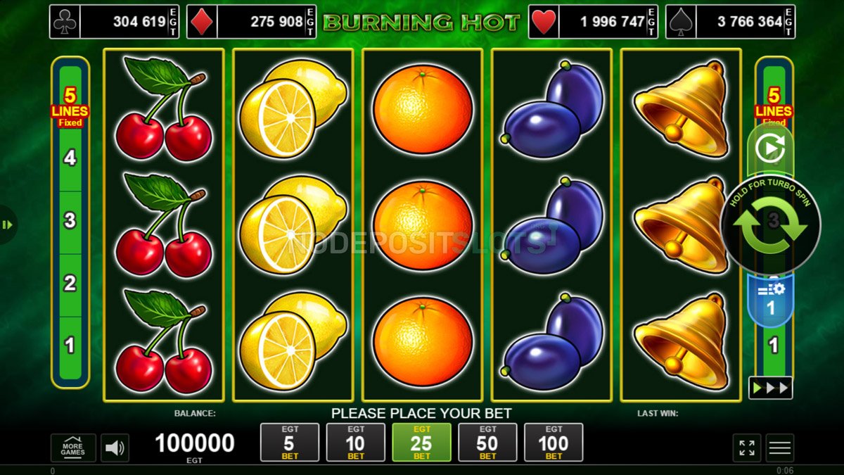 100 Burning Hot Gamble Symbols