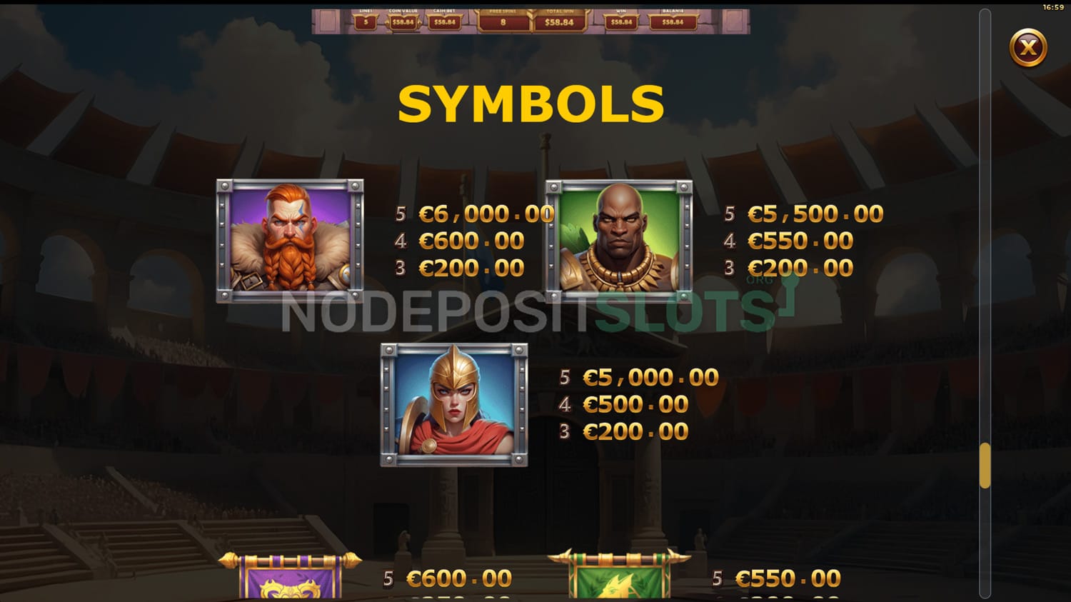 3 Gladiators vs Caesar Slot - Payouts