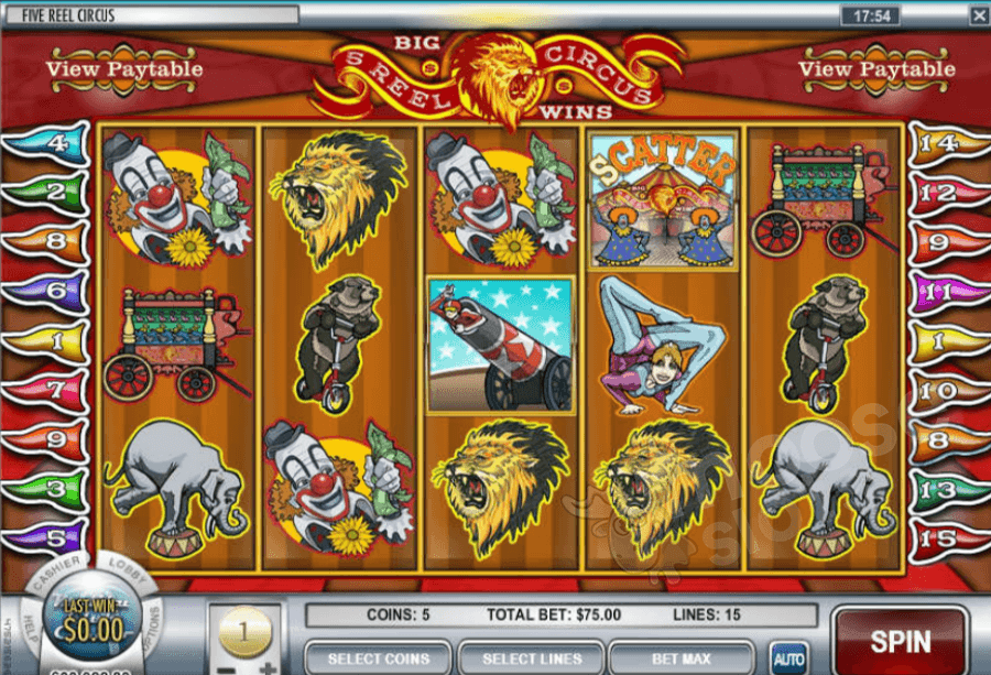 5 Reel Circus slot game free spins