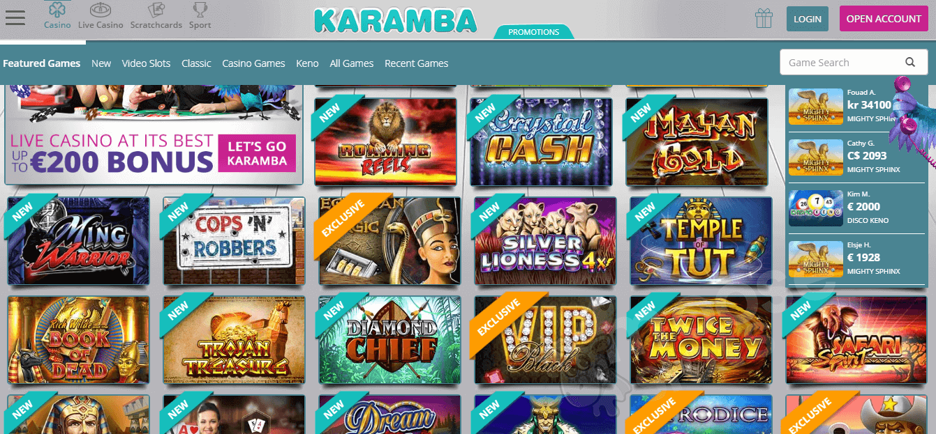 Karamba casino games