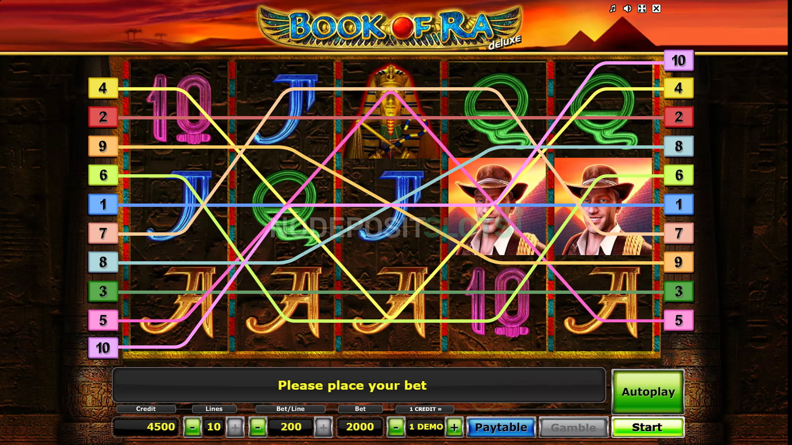 Book of Ra Slot Gamble paylines