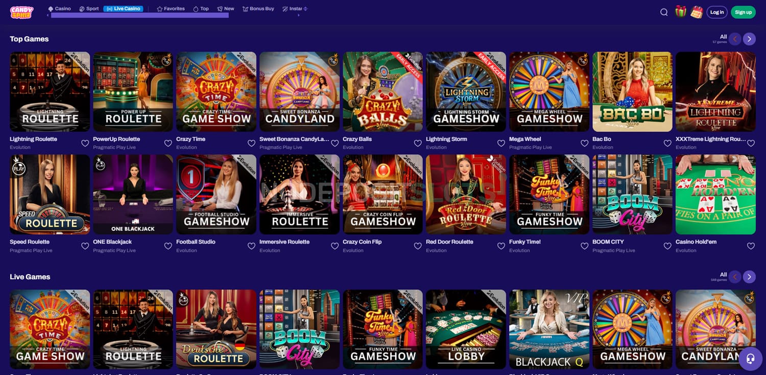 Candycasino Live Casino preview