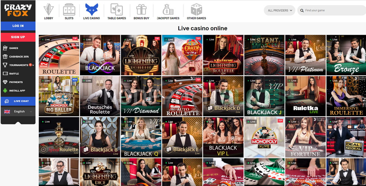 CrazyFox Live Casino Games