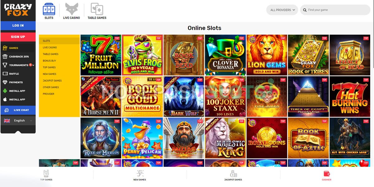CrazyFox Casino Slot Games