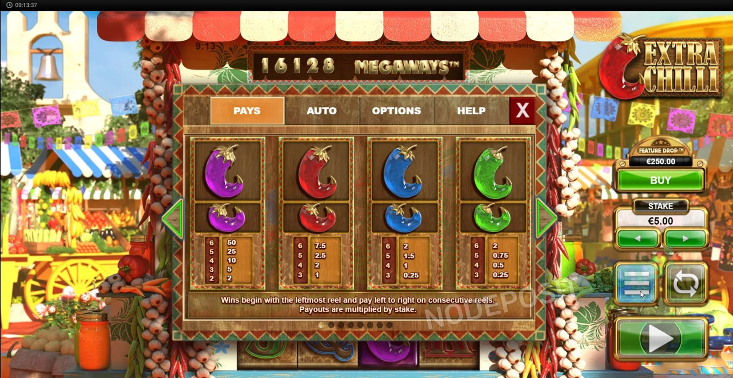 Extra Chilli Slot Megaways - Paytable
