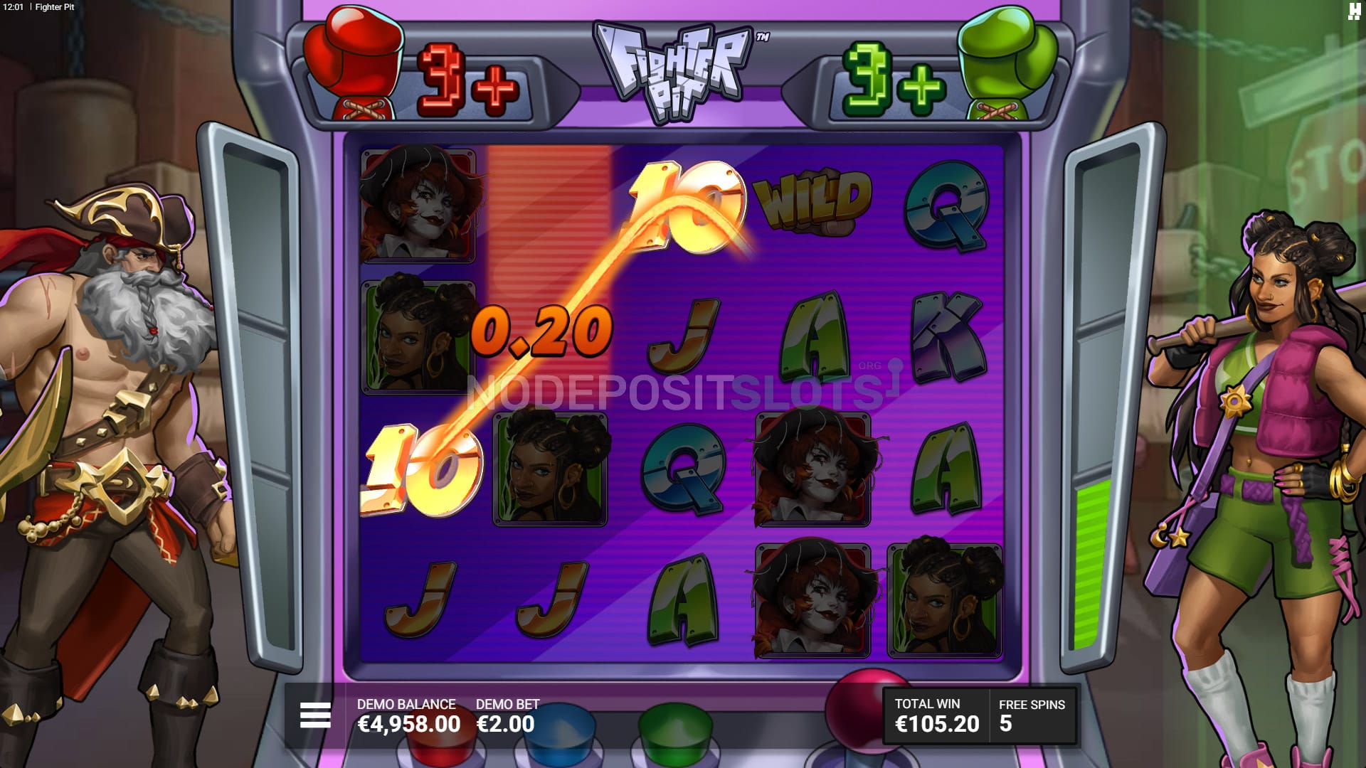 fighter pit free spins win