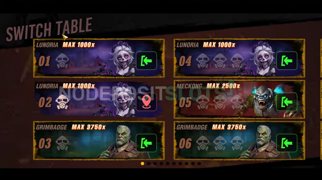 fortune zombie 2 switch table