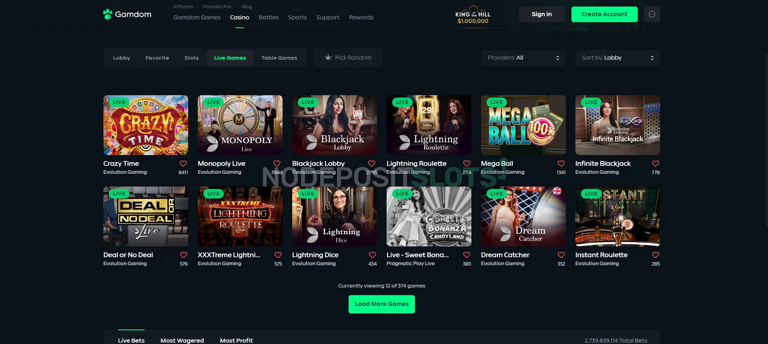 Gamdom Live Casino