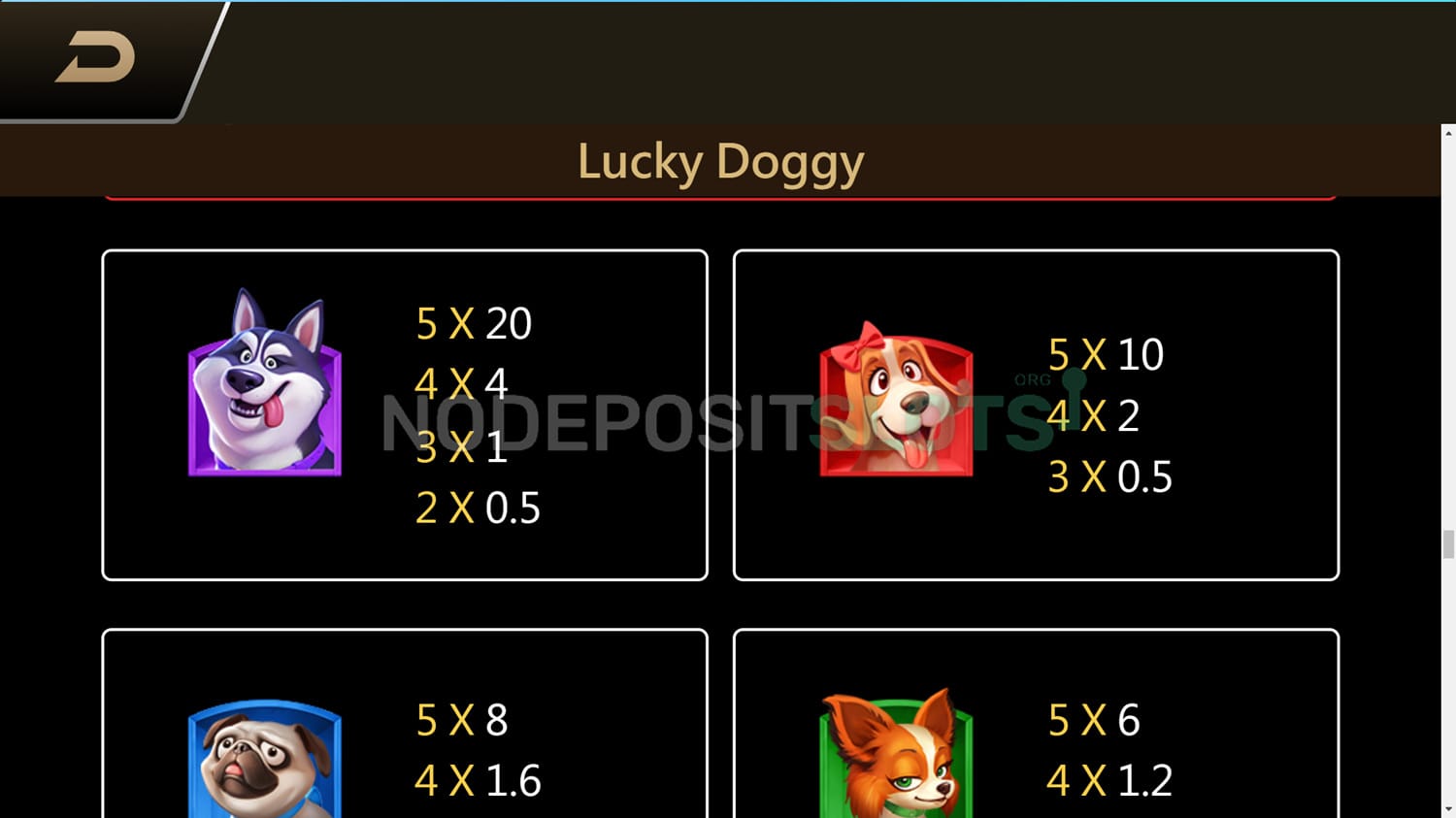 Lucky Doggy Slot Payouts