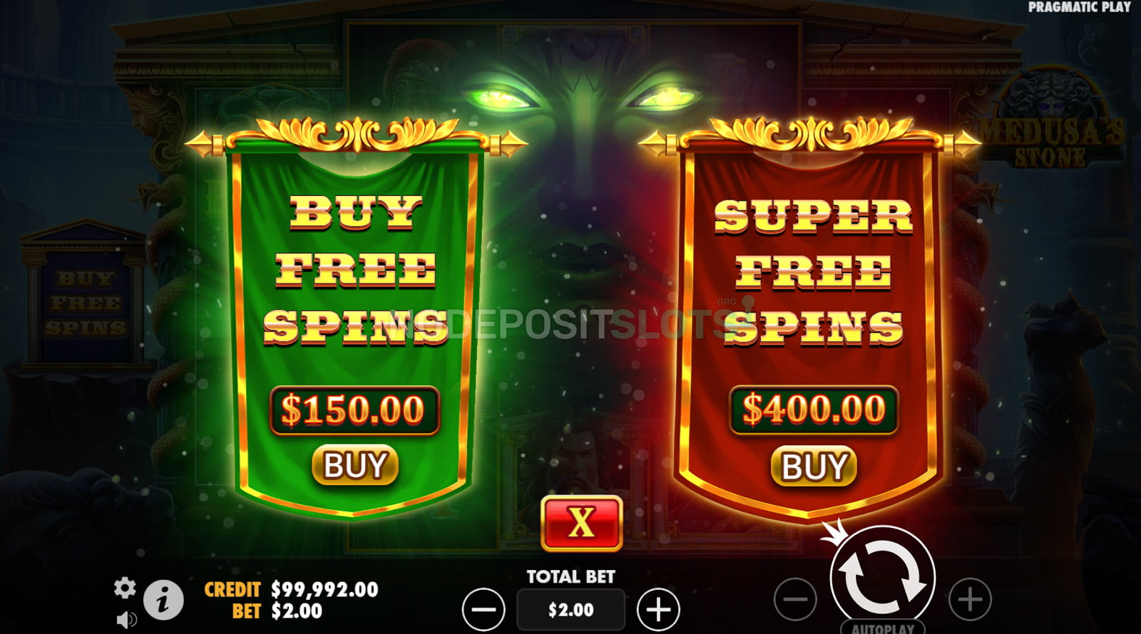 Medusa's Stone - Slot paytable