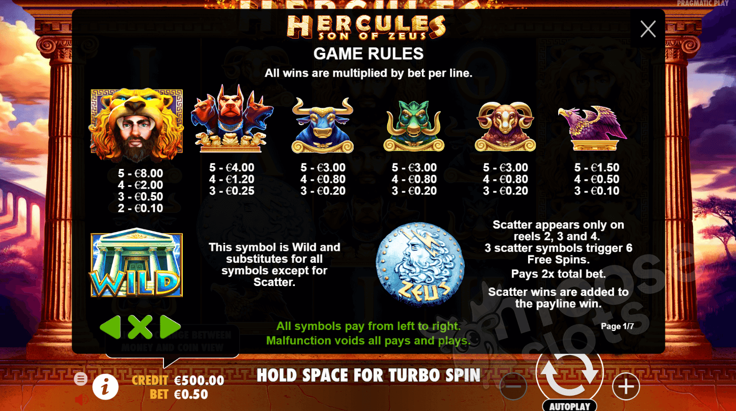 Play Hercules Son Of Zeus slot