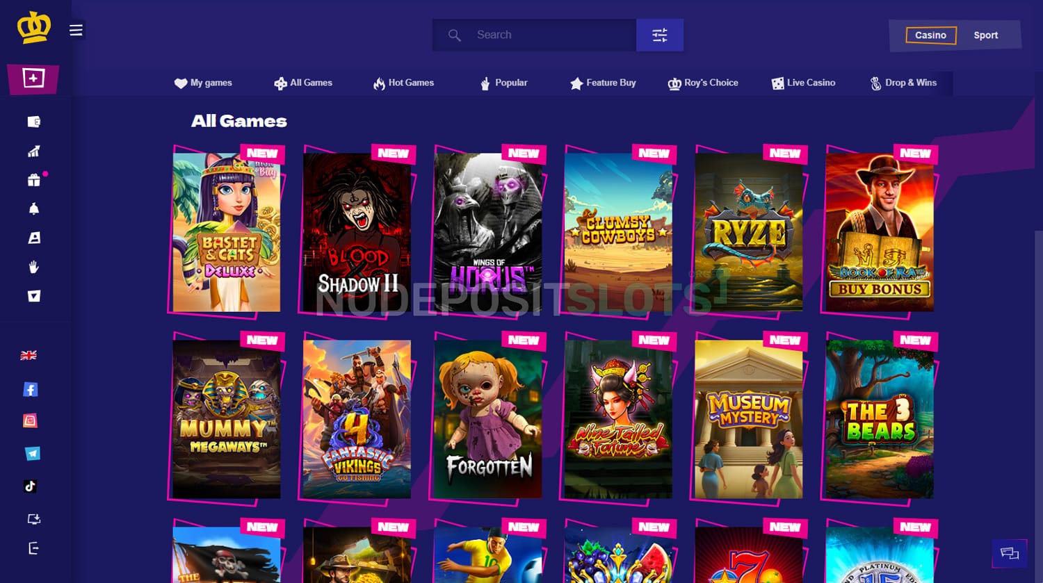 RoySpins Casino Games