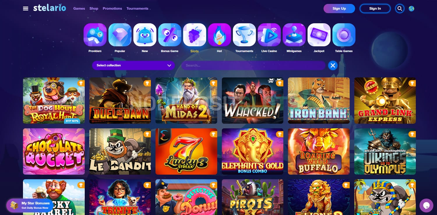What slot are there stelario casino