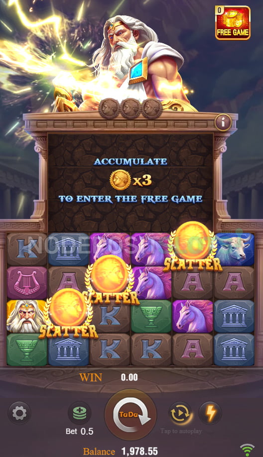 Zeus Slot by Tada Gaming - Collect Scatters