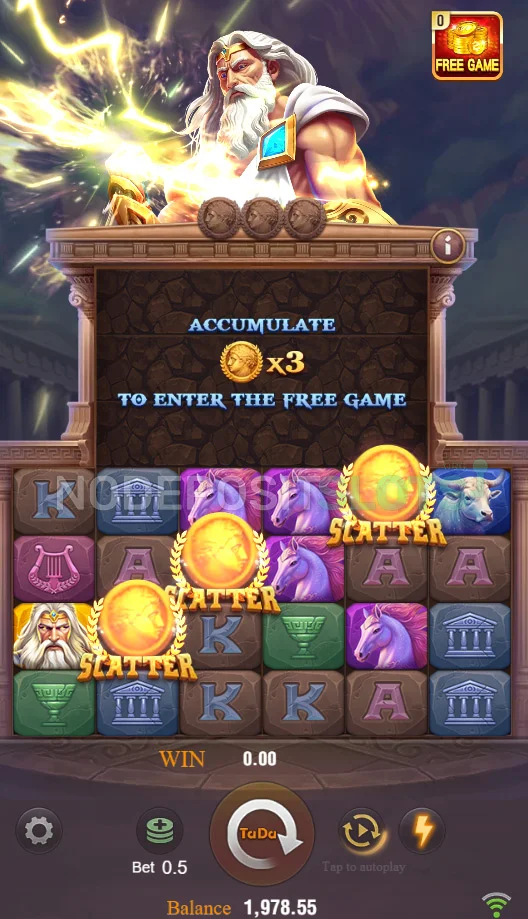 Zeus Slot by Tada Gaming - Collect Scatters
